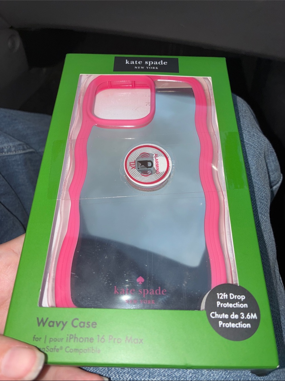 kate spade Wavy iPhone Case with Hot Pink Trim Mirror IPhone 16 Pro Max New